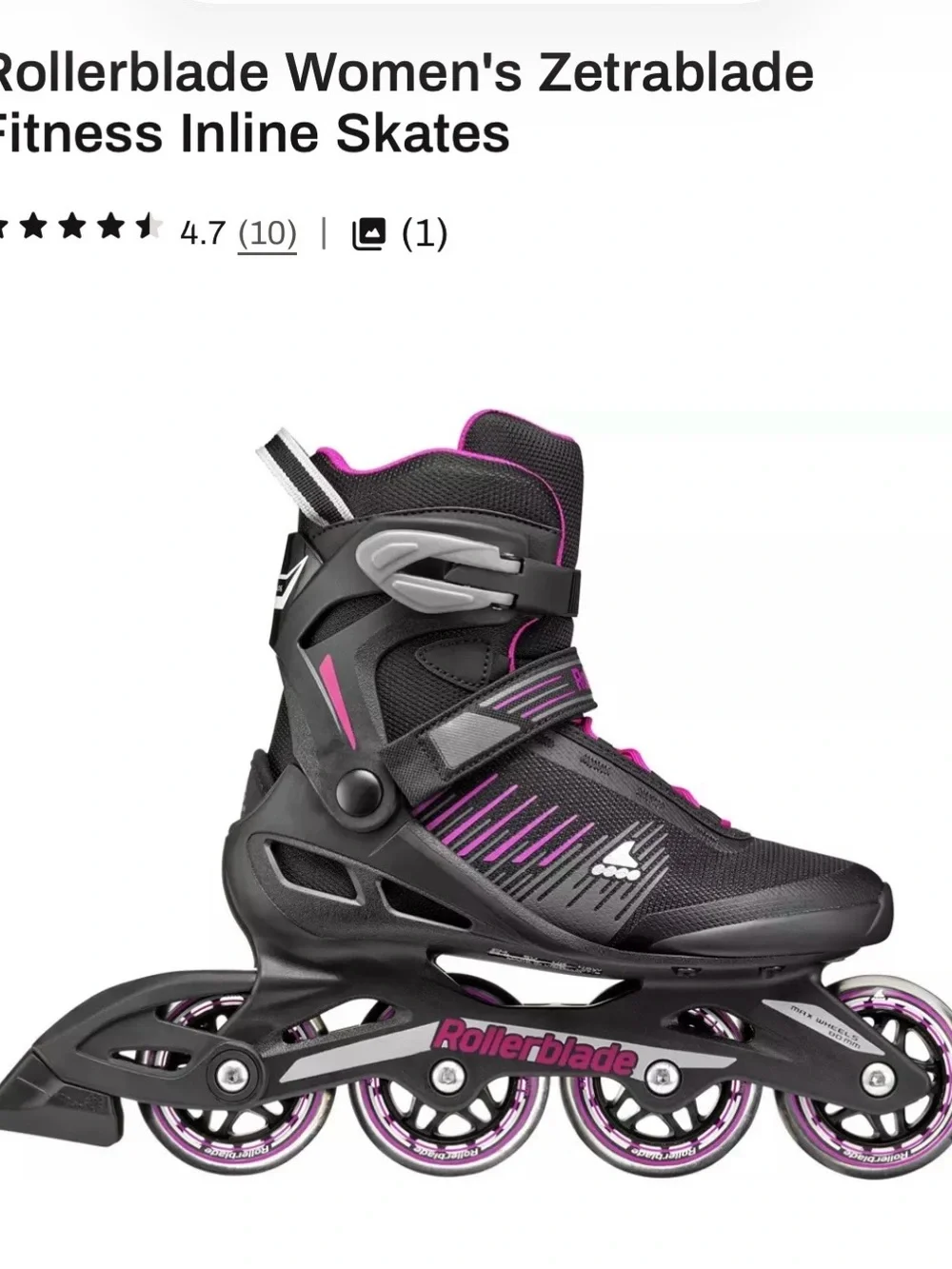 Rollerblade Women's Zetrablade Fitness Inline Skates - Black & Pink: size 8 - Picture 4 of 5